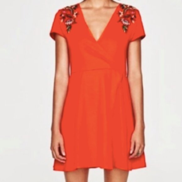 Zara Knit Embroidered Wrap Dress - Picture 10 of 10